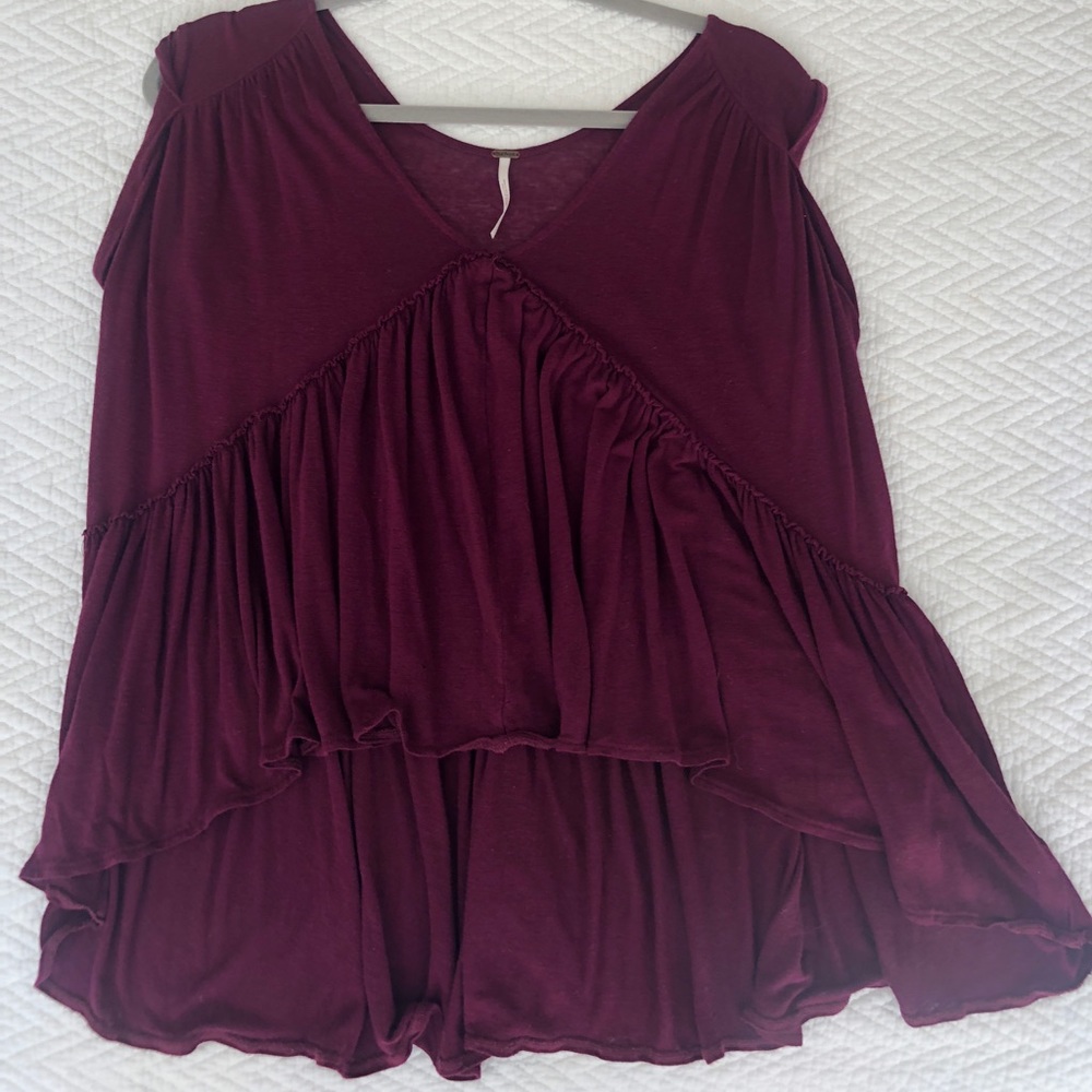 Free People Burgundy Flowy Top
